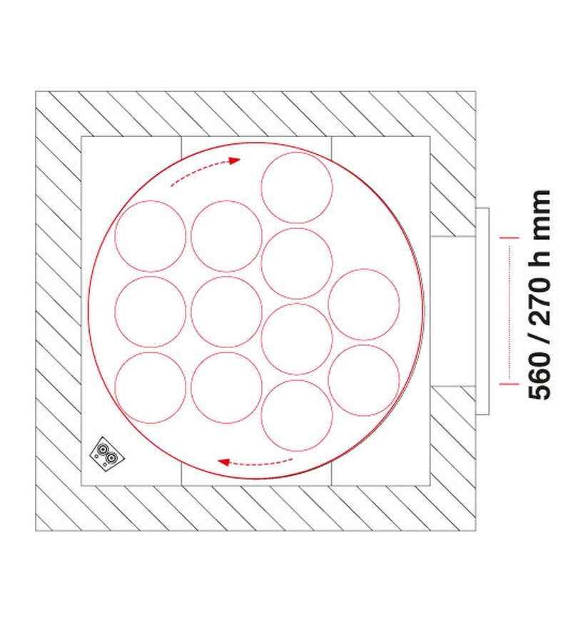 Gas Pizzaofen Pavesi PVP 130 | Backfläche rotierend | 10 bis 12 Pizzen | B1700 x T1750 x H1900 mm
